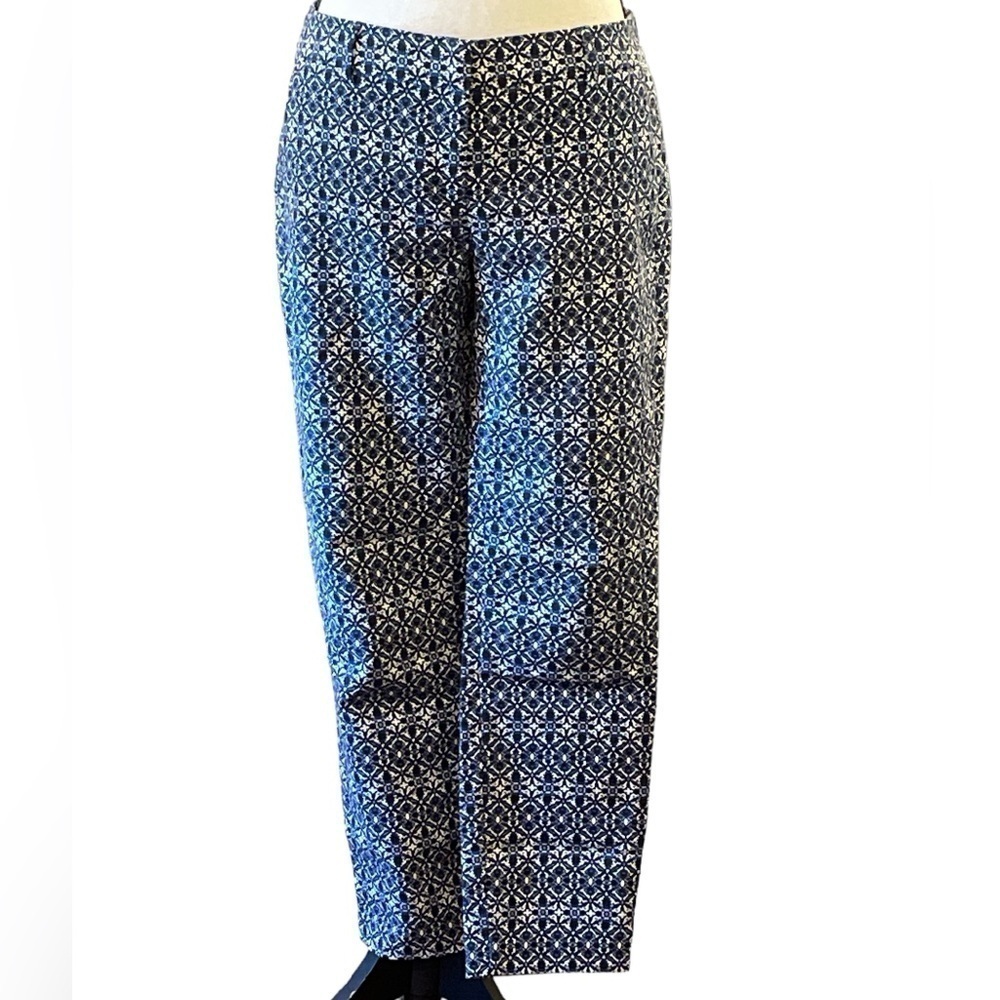Katherine Barclay Montreal Womens Pants Size 4 Blue White Paisley